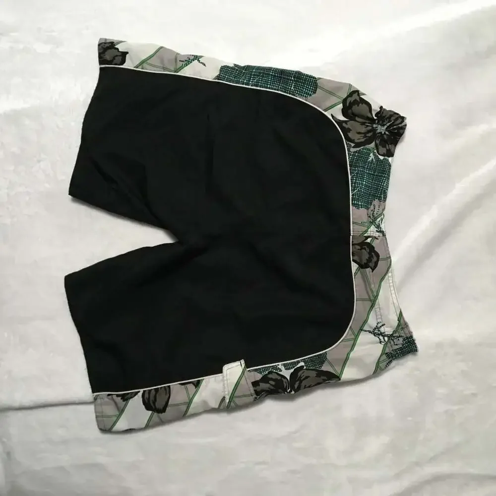 Tru Cal Tropical Floral Board Shorts Black Teal